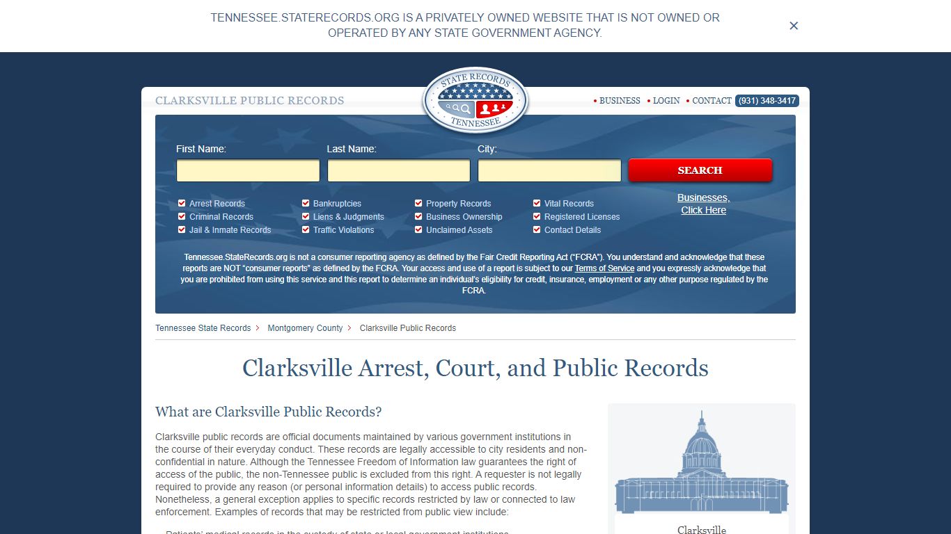 Clarksville Arrest and Public Records | Tennessee.StateRecords.org